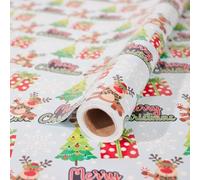 Christmas Wrapping Paper Roll,43cm*12m Christmas Elements Collection Paper for Xmas Present (Green)