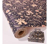 Christmas Wrapping Paper Roll,43cm x 10m Xmas Gift Wrapping Paper,Kraft Xmas Wrap paper for Christmas, Party, Festive Decorations (blue-bells)