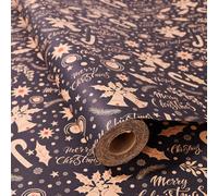 Christmas Wrapping Paper Roll,43cm x 15m Blue Xmas Wrapping Paper,Kraft Gift Wrap paper for Christmas, Party,Festive Decorations (blue-bells)