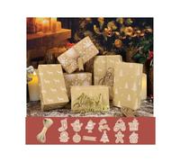 Christmas Wrapping Paper Roll 43x300cm, Recyclable Kraft Wrapping Paper Xmas With Ribbon and Tags, Vintage Gold Wrapping Paper Sheets Set for Kids Adult (3 Rolls- H)