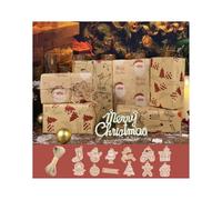 Christmas Wrapping Paper Roll 43x300cm, Recyclable Kraft Wrapping Paper Xmas With Ribbon and Tags, Vintage Gold Wrapping Paper Sheets Set for Kids Adult (3 Rolls- B)