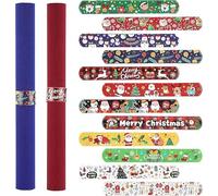 Christmas Wrapping Paper Roll Holder Clips, 8.7x1.2in Holiday Flip Wraps 12 Designs Gift Wrap Clamps Strips Flip Stabilizer Slap Bands Tool Covered for Xmas Poster Organizer Storage (12)
