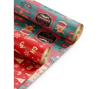 Christmas Wrapping Paper Rolls - 2 Pack Thick Paper Sheets 44.5cm x 25m - Kra...