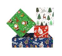 Christmas Wrapping Paper, Santa Snowman Reindeer Christmas Tree, Set of 4 Designs 4 Sheets 50 x 70cm for Holiday Xmas Gift Wrapping