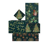Christmas Wrapping Paper Sheet - 8 Sheets Dark Green Holiday Design Gift Wrap Paper with Christmas Tree,Snowflakes and Pine Cones Patterns Folded Flat Wrapping Sheet for Xmas Party Holiday,19.7 x 27.6