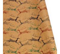 Christmas Wrapping Paper Sheets Kraft 76cmX50cm Retro Reindeer Snowflakes Snowmen Patterns (H, One Size)