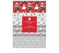Christmas Wrapping Paper Sheets - Pack of 8 Gift Wrap Set 4 Festive Designs Recyclable Wrapping Paper Santa Snowflake Holly - 50 x 50 cm Christmas Gifts Family Giftmaker Eco Friendly