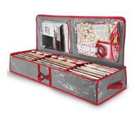 Christmas Wrapping Paper Storage Bag with Interior Pockets, Waterproof Polyethylene Material, Storage Box for Gift Paper and Holiday Accessories, Tear Resistant Fabric - 40” Length - Gray