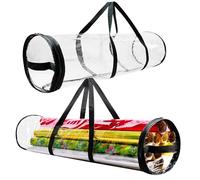 Christmas Wrapping Paper Storage Bag Zipped Gift Wrap Bag with Handles Waterproof Tidy Storage Solution Organiser (Clear 100 cm)