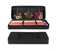 Christmas Wrapping Paper Storage Box, 82 x 13 x 34 cm with Adjustable Compartments and Reinforced Handles, Holds Up to 24 Rolls for Home Holiday Organisation(Black)