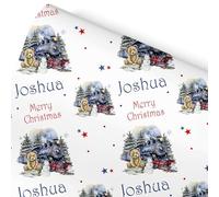 Christmas Wrapping Paper, Xmas Paper, Express Train, Santa Claus Childrens Gift Wrap For Presents