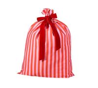 Christmas Wrapping Pouch with Striped Fabric Look, Drawstring Top Closure for Party Treat Packing, Display, and Presents Wrapping Pouch Seasonal Present Holder Cloth Holiday Packaging Candy Bag