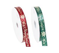 Christmas Wrapping Ribbon Set - 2 Rolls 20mm Wide x 22m Red & Green Satin Ribbon for Xmas Bows, DIY Crafts, Cake Decorations, Holiday Decorations (Red+Green)