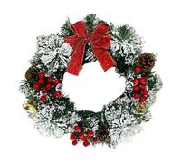 Christmas Wreath, 11.81inch/30cm Holiday Door Wreath with Berries Pinecones Bows and Bells, Realistic Artificial Garland for Indoor Outdoor Window Fireplace Mantle Wall