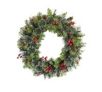 Christmas Wreath, 15.75 Inch Festive Artificial Wreath, Berry Fir Wreath, Christmas Decoration with Dense Faux Leaves, Realistic Design, Easy to Hang, for Fireplace, Mantles, Door Openings (C)