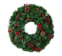 Christmas Wreath 16/20 Inch Christmas Wreath for Window & Advent Handcraft Metal Ring Frame with Red Berry & Evergreen Leaf Wreaths- Ideal Winter Decorating for Indoor and Outdoor Use Wreath