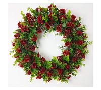 Christmas Wreath 18.8 Inch Simulation Garland Decorated Christmas Garland Wedding Holiday Pendant Realistic Rose Garland Wreath