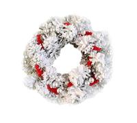 Christmas Wreath, 28cm Candle Wreath Ring with Red Berries for Home School Office Party Decoration (Silver B, 1PCS)