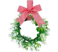 Christmas Wreath 28cm for Red Bow Door Decoration Plastic Vine | Made from plastic vine iron wire Easy to wipe clean Hang on for windows doors or walls for festive warmth