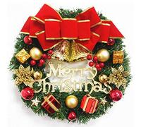 Christmas Wreath 30cm Christmas Decoration Wreath for Door,Christmas Garland with Bells Bow Christmas Decoration Holiday Party Wedding Home Garden Decor Winter Christmas Holiday Decor (A)