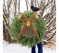 Christmas Wreath, 40cm/16 inch Large Artificial Spruce Leaves Decorated Wreath, Front Door Wall Hanging Winter Wreath Garland Ornament