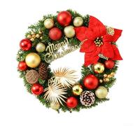 Christmas Wreath 40cm PVC Green Gold Red Door Decor | Festive green gold red design, 40cm diameter, PVC material, front door wall hanging, holiday cheer