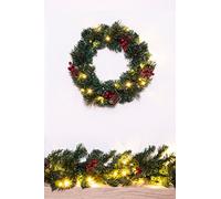 Christmas Wreath 45cm PVC Pine Needle | Pre-lit |Pre-Decorated | Christmas Tree World
