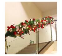 Christmas wreath， 8. Ft Christmas Garland - Dense Norfolk Realistic Touch Garland- Artificial Rattan(Red)
