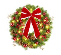 Christmas Wreath, Artificial Christmas Wreath, Lighted Christmas Wreath, 16 Inch Door Wreaths, Indoor Outdoor Decor