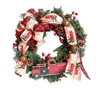 Christmas Wreath Artificial Pine Cone Red Truck Car Bow Berry Hanging Front Door Wall Decor