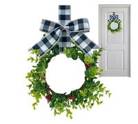 Christmas Wreath Bow - Christmas Garland with Scottish Bow and Red Berries | 11.81 Inch Christmas Garlands for the Front Door, Rustic Spring Door Hanger