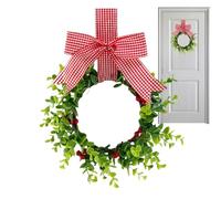 Christmas Wreath Bow - Christmas Garland with Scottish Bow and Red Berries | 11.81 Inch Christmas Garlands for the Front Door, Rustic Spring Door Hanger