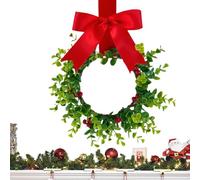 Christmas Wreath Bow - Christmas Garland with Scottish Bow and Red Berries | 11.81 Inch Christmas Garlands for the Front Door, Rustic Spring Door Hanger
