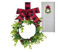 Christmas Wreath Bow - Christmas Garland with Scottish Bow and Red Berries | 11.81 Inch Christmas Garlands for the Front Door, Rustic Spring Door Hanger