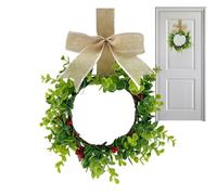 Christmas Wreath Bow - Christmas Garland with Scottish Bow and Red Berries | 11.81 Inch Christmas Garlands for the Front Door, Rustic Spring Door Hanger