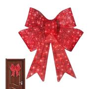 Christmas Wreath Bow - Fabric 60 cm | Red Christmas Bow Decoration with Hook Design | Illuminated Wreath Decoration for Indoor and Outdoor Use for Door, Wall and Holiday, Party, Home Decoration