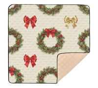 Christmas Wreath Bow Pattern Soft Foam Baby Playmat for Indoor Outdoor Non-Toxic Infant Play Mat for Newborns Babies Infants Toddlers, 50'' x 50''