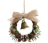 Christmas Wreath Bows with Jingle Bells Hanging Christmas Tree Topper Xmas Bow with Bell Pendant Decorative Bows Ornament for Party Decoration Kitchen Cabinet