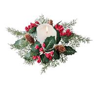 Christmas Wreath Candle Ring Wreath Artificial Pinecones Red Berry Decor Table Centerpiece for Home Living Room Mantel Bedroom Dining Kitchen Window Farmhouse Wedding Party