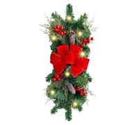 Christmas Wreath - Christmas Artificial Pine Branches With Bow | Christmas Door Wreaths, Garden Pine Branches And Cones, Door Ornament Garland | Christmas Door Decorations On The