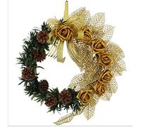 Christmas Wreath, Christmas Creative Decoration Wreath Gold Rose Rose Pine Fruit Festival Jewelry Vine Door Wall Decoration 12 Inch,A