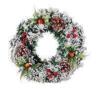 Christmas Wreath Christmas Decoration Garland Handmade Tree Encryption Simulation Wedding Celebration Snowflake Red Cane Door Hanging (Red, B)