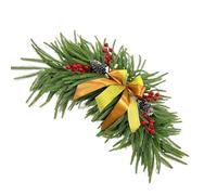 Christmas Wreath - Christmas Greenery Coastal County Pick, Winter Greenery Accent, Artificial Pine with Red Berries and Bow Design, for Outdoor Living Room Office, Holiday Decor, 27.56 x 7.87 x 1.97