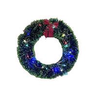 Christmas Wreath Christmas Wreath Artificial Christmas Wreath with Wire 20 LED Lights Artificial Christmas Wreath with Red Velvet Bow for Wall, Fireplace or Entrance Door.