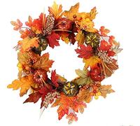 Christmas wreath Christmas Wreath，Fall Front Door Artificial Pumpkins with Pine cones Maple Leaf and Berry for Halloween Thanksgiving Day Halloween wreaths for front door a