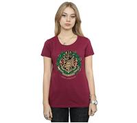 Christmas Wreath Cotton T-Shirt Harry Potter Burgundy L