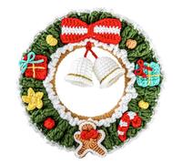 Christmas Wreath - Crochet Holiday Decoration for Winter Front Door, Window Wreath with Festive Design, Indoor and Outdoor Home Décor for Fireplace, Bedroom and Living Room, 7.48 inches