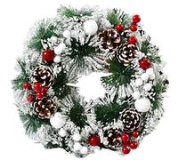 Christmas Wreath Decoration, 12.6" Door Wreath with Red Berry Christmas Decoration for Window Front Door Fireplace Wall