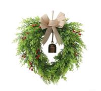 Christmas Wreath Door Wreath, Bell Wreath With Burlap Bow Holiday Door Hanging Decor For Home Xmas, 45X45x8cm