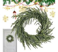 Christmas Wreath for Door Real Feel Needles 50 cm - Artificial Green Pine Needle Wreath Garland Decoration for Country House Style Living Room Kitchen Windowsill Outdoor Wedding Party